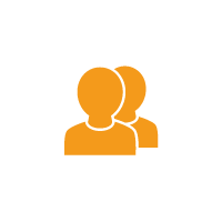 Two faceless human profiles in orange