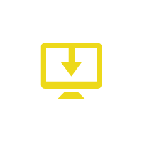 Downward yellow arrow inside a yellow computer monitor